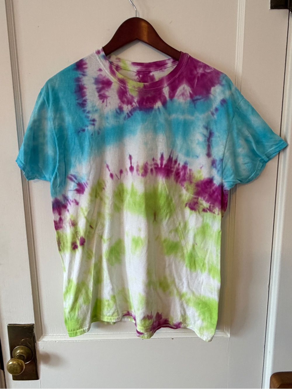 Hanes Unisex Adult Tie Dye T-Shirt Psychedelic Y2K 90s Festival Neon Boho Sz L